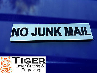 No Junk Mail - Laser Engraved Letter Box Small Sign Plaque - 6cm x 1.5cm