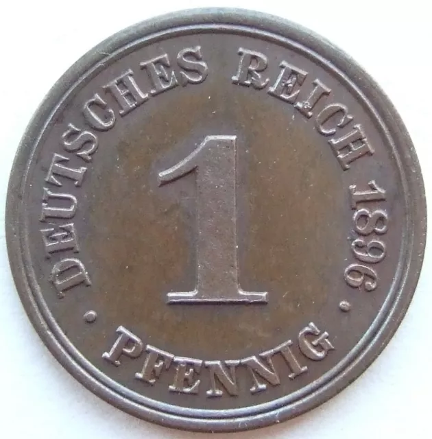 Münze Deutsches Reich Kaiserreich 1 Pfennig 1896 F in fast Stempelglanz