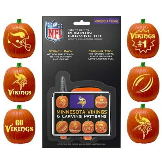 MINNESOTA VIKINGS FOOTBALL Team NFL Halloween Pumpkin Carving Kit w/ 6