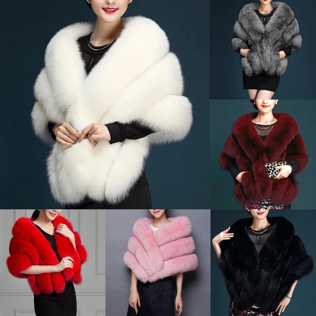 Fashion Elegant Bridal Wedding Faux Plush Long Shawl Stole Wrap Scarf Keep Warm