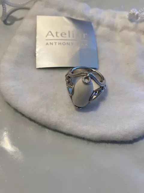Atelier Anthony Nak Atelier Sterling Silver Oval White Agate Cabochon Ring 6.75 Atelier Anthony Nak Atelier Sterling Silver Oval White Agate Cabochon Ring 6.75