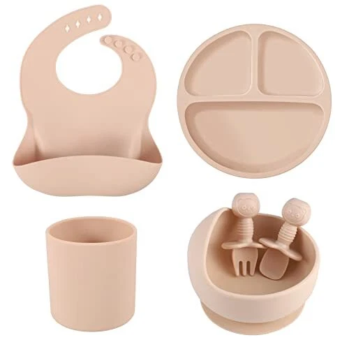 Pimoys 6 Pack Silicone Baby Feeding Set Baby Led Weaning Supplies Suction Bow...