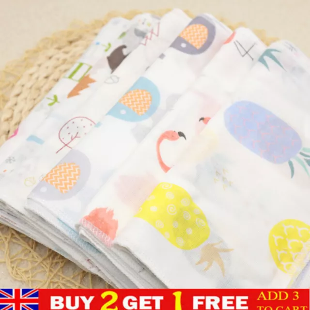 1PCS Handkerchiefs Double Cotton Bibs Cartoon Towels Print-Gauze OH