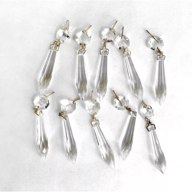 Crystal Prism Spires for Lamp Parts Vintage Style 10 Pc 3 Inch