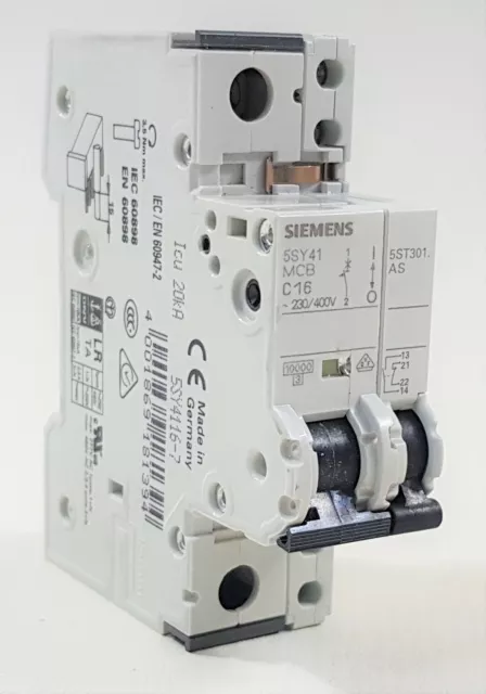 Siemens 5SY41MCBC16 5SY4116-7 Dispositivo Disyuntor 5ST3010 Hilfsstromschalter