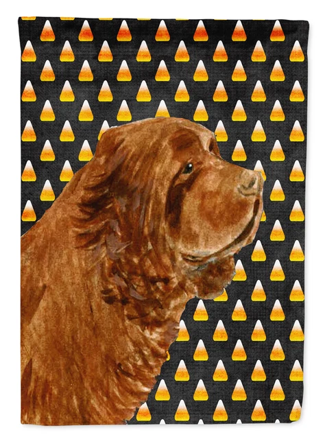 Sussex Spaniel Candy Corn Halloween Portrait Flag Garden Size SS4303GF