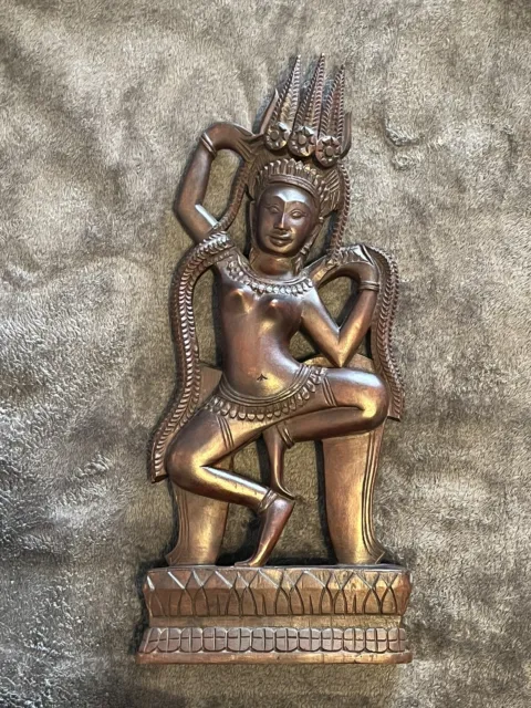🔥🔥🔥Antique Cambodia Khmer Hand Carved Wooden Dancing Apsara