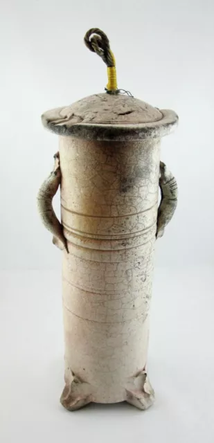 Studio Keramik Deckeldose signiert Objekt Skulptur Urne Zylinder 70er Jahre