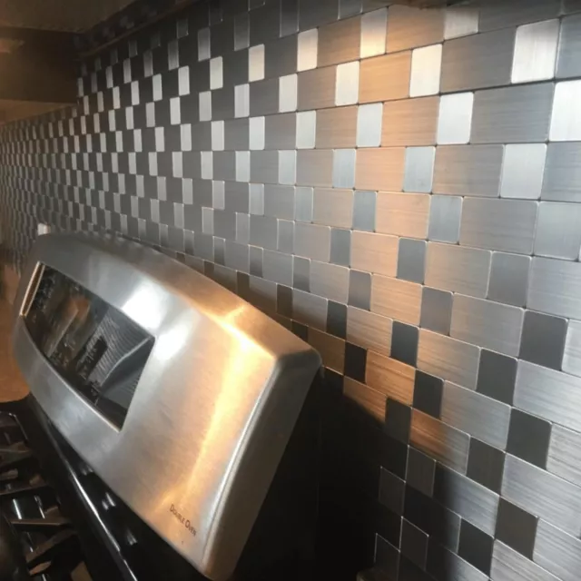 Paquete de 10 azulejos de metal para salpicadero de baño cocina mosaico Art3d