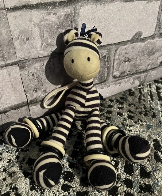 JELLYKITTEN JELLYCAT ZEBRA Black & White Stripe Soft Toy Pram Rattle 8