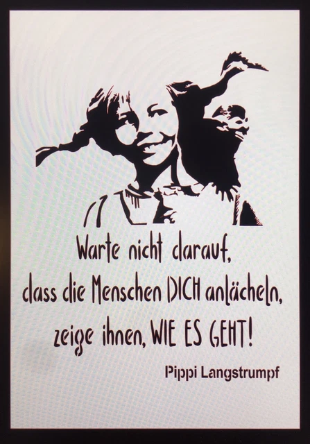 SHABBY CHIC SCHABLONE Farbe f.Schild Lachen Pippi Zitat Langstrumpf