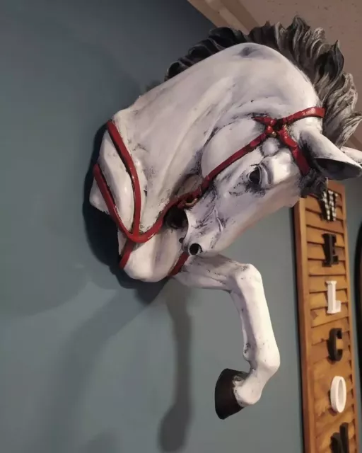 48cm 19'' White Horse Statue Sculpture Home Decor 3D Wall Figure Art Objects 2