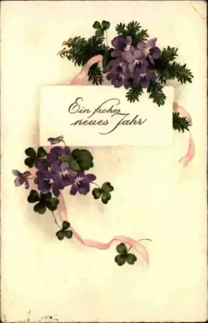 NEUJAHR Silvester Blumen Pflanzen Motiv-AK 1926 mit Stempel Coswig gelaufen