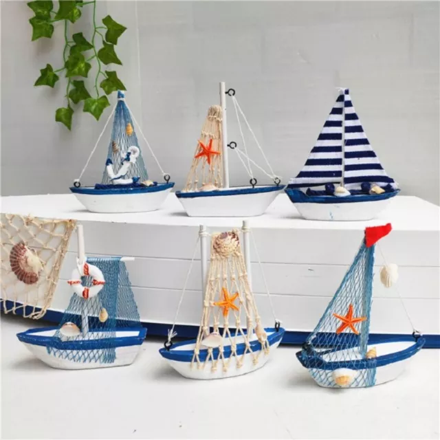 Wooden Model Ships Micro Landscape Sailing Fishing Boat Garden Miniature