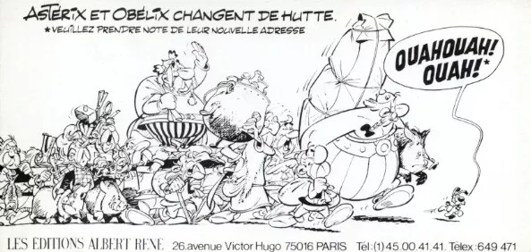 Uderzo Asterix  Et Le Village Carte De Déménagement Editions Albert René 1986