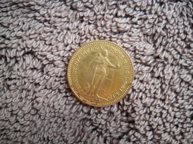 10 Korona UNGARN 1893 Goldmünze KAISER FJ,Erh.F/UNC(AU50) 3.4g.900 SEHR SELTEN!