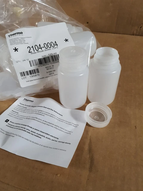 5 NALGENE PE-Flaschen 125 ML – Öffnung 30 Mm, HDPE, Professionell Gereinigt