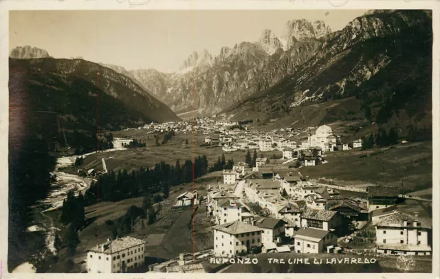 RPPC Postcard Antique Tre Cime di Lavaredo Valley Birds Eye View Italy Alps