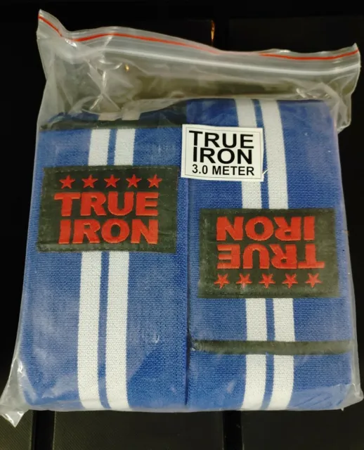 True Iron Brand Powerlifting Heavy Duty Knee Wraps (Pair) - 3 Meters Long, NEW!!