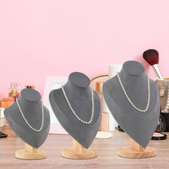 Présentoir à Bijoux En Buste, Chaîne Et Mannequin - En Bois Gris, Décoratif