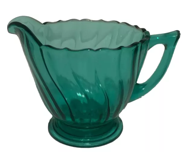 Jeanette Glass Swirl, Ultramarine, Teal Glass Creamer, Not glowy, no chips