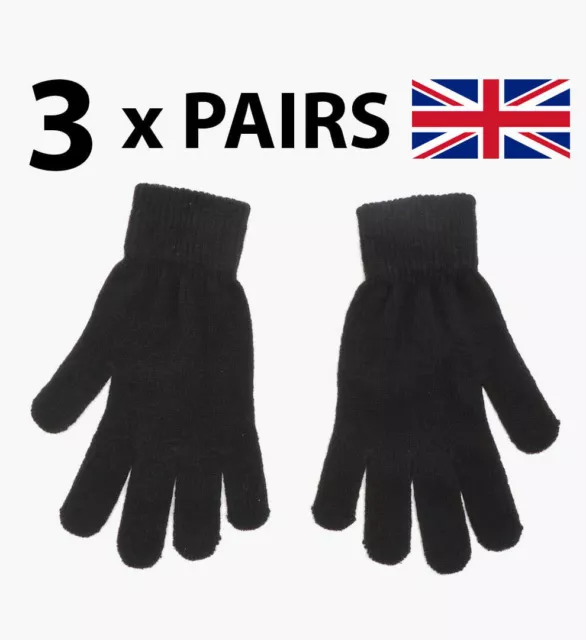 1,2,3 Pairs Kids Children Boys Girls Black Magic Warm Stretch Winter Thermal Glo