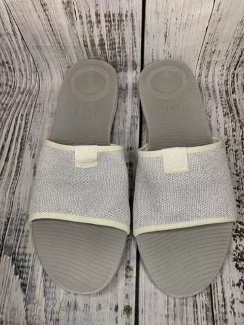 Fitflop Slide Airmesh Sandal Anatomicush Lightweight Gray/Silver Womens 10