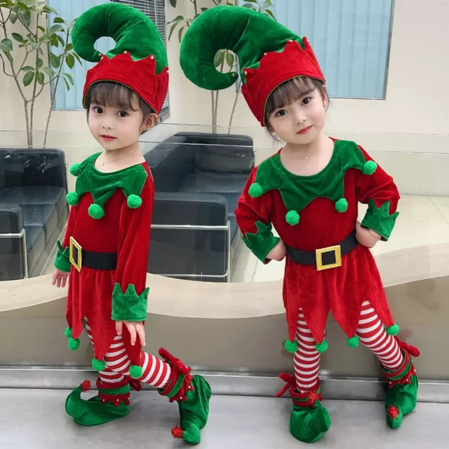 Toddler Baby Boys Girls Santa Costume Velvet Long Sleeve Christmas Dress +