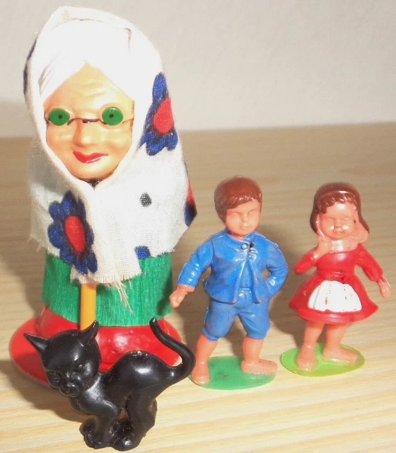 Sparfroh Märchenfiguren-Set 'Hänsel & Gretel' Mit Hexe & Katze – Handbemalt, Ca. 5,5-7,5 Cm, Made In Germany