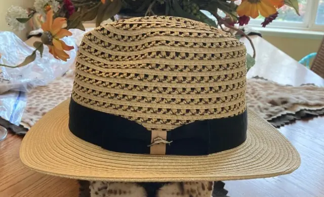 Tommy Bahama Mens Fedora Hat * L/Xl * New Braid Straw Panama Style Sun Shady Upf