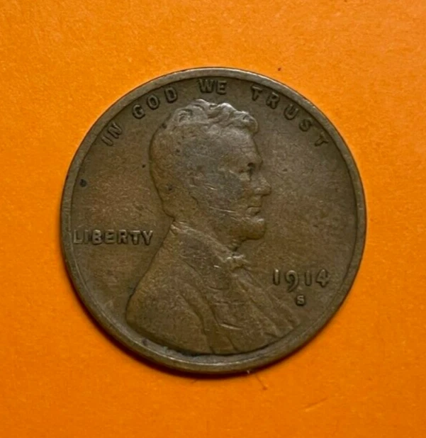 (1) 1914-S Lincoln Wheat Pennies US Penny Cents Liberty US Coins Small Cents