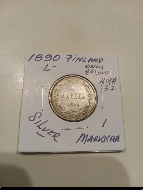 1890 L Finland 1 Markkaa, Silver