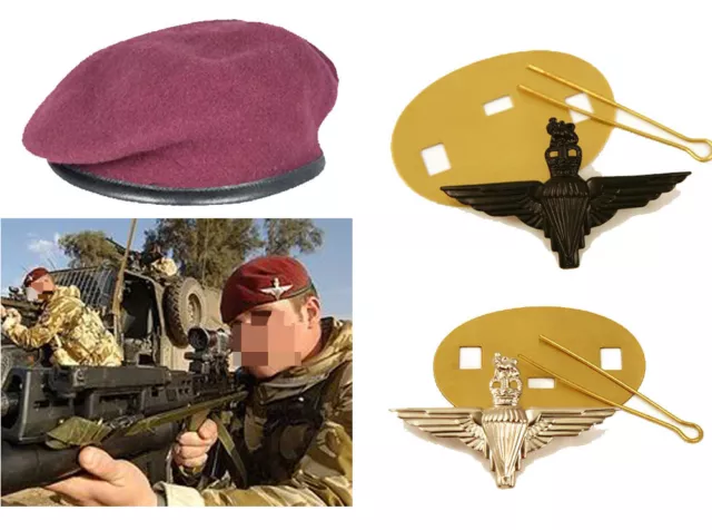 NEW Parachute Regiment Small Crown Silk Lined Maroon Beret + Cap Badges Para