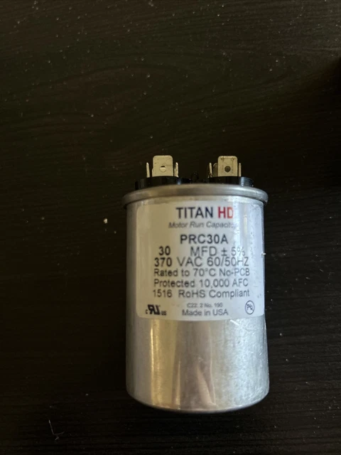 TitanHD PRC30A American-Made HVAC Round Motor Run Capacitor 30 MFD/UF 370 Volts