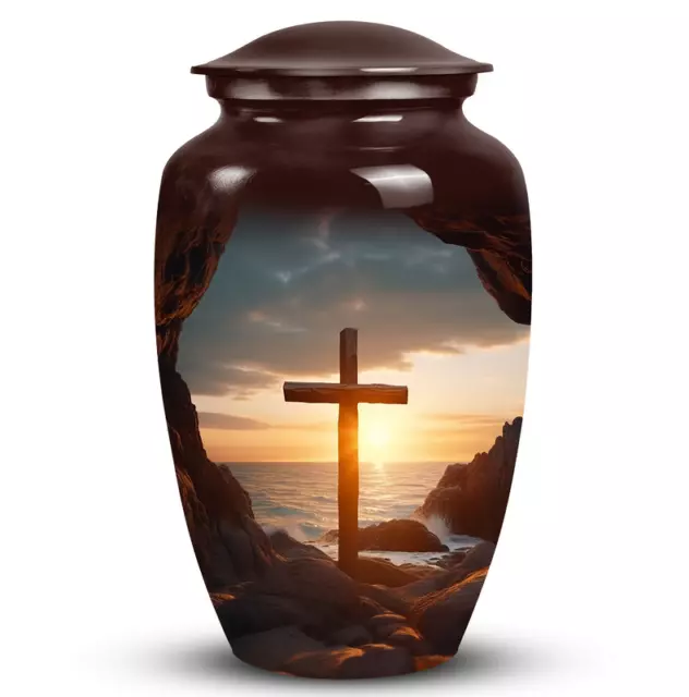 Christ Ocean Background Cremation Urn For Adult Ashes Women & Men