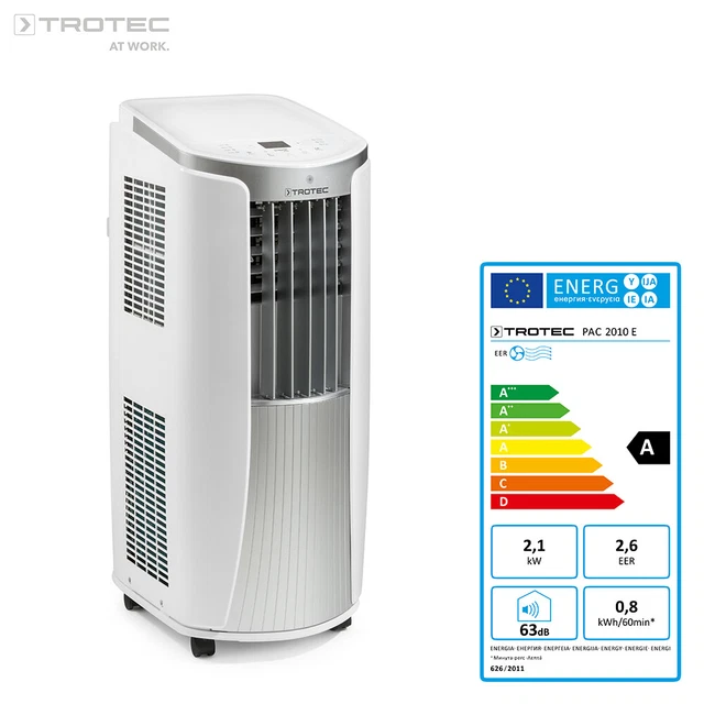 TROTEC Climatiseur monobloc mobile PAC 2010 E de 2,1 kW / 7.000 Btu