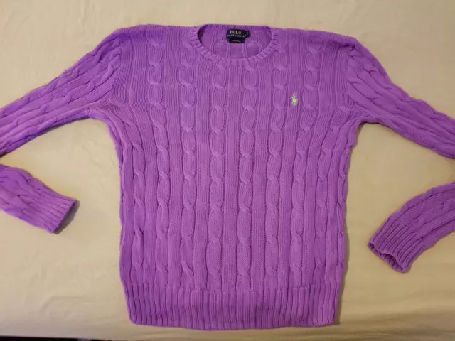 Womens Polo Ralph Lauren Sweater L Large Purple Cotton Crewneck