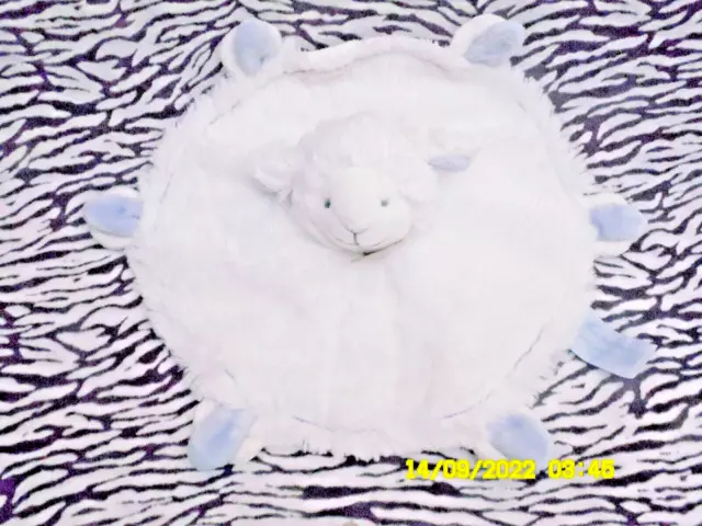 🐞/  Doudou Et Compagnie Mon Tout Petit  Mouton Plat Rond Blanc Bleu 25Cm Neuf