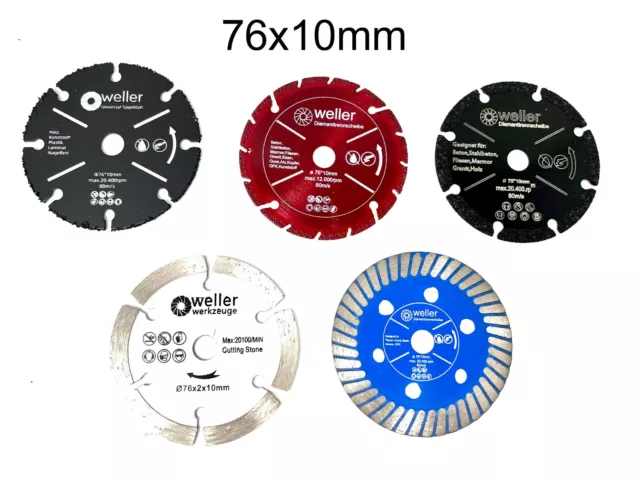 Trennscheiben Ø76x10 Sägeblätter Diamanttrennscheibe passend für Bosch GWS 12V