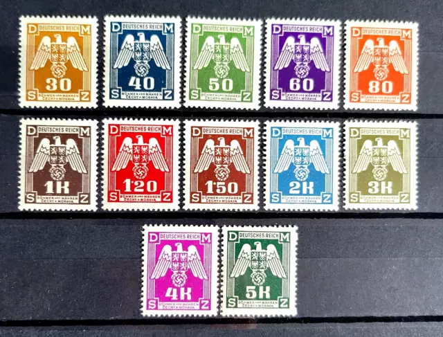 German occ. of Czechoslovakia B.u.M. lot of 12 stamps full set ww2 1943 MNH