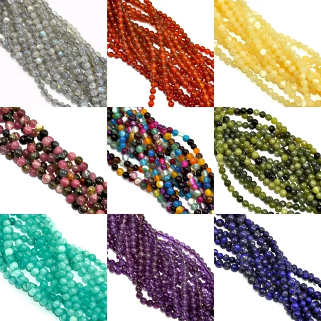 90 Pcs 4 mm Round Semi-precious Gemstone Beads for Jewellery Making