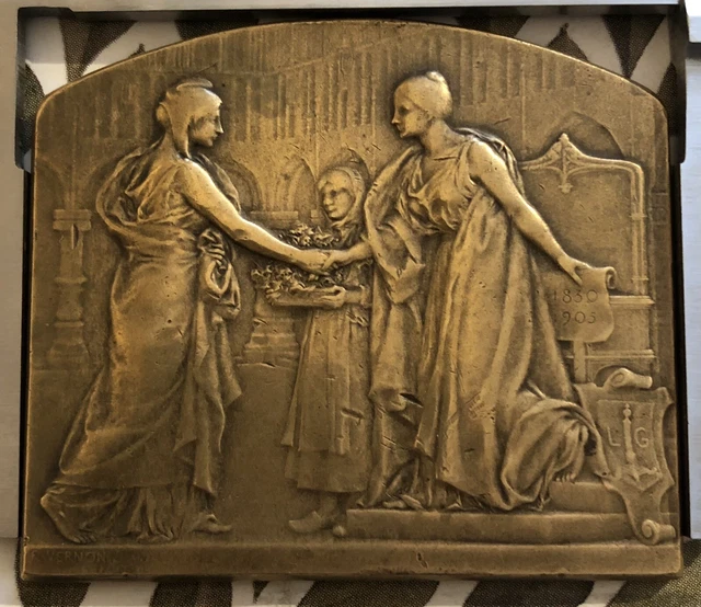 Art Déco Ça 1930 Médaille Bronze Sculp Rasumny Sport Couse À Pied Cross