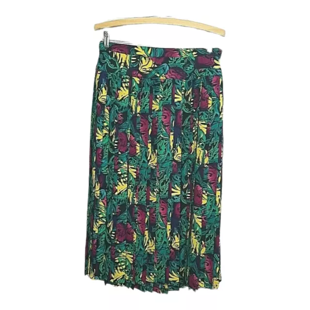 Vintage FLETCHER JONES pleated floral tropical maxi skirt women's size 10 - 12