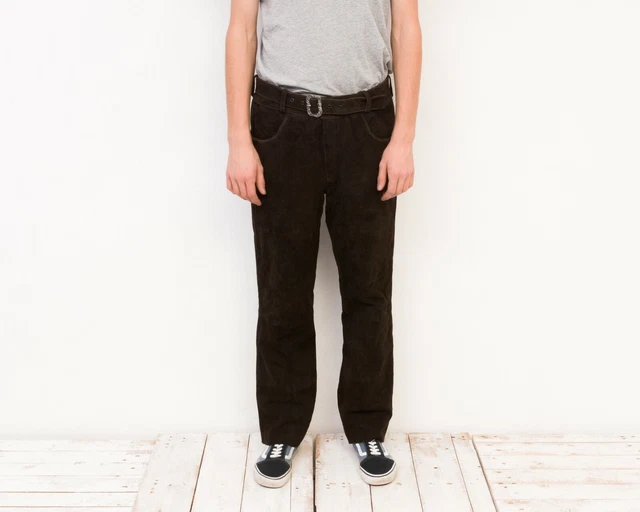 Vera Pelle Pantaloni Vintage Uomo W34 L32 Trachten Rétro Tedesco Marrone