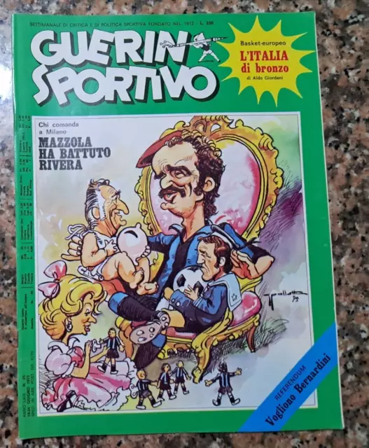 Guerin Sportivo rivista n.25-1975-Mazzola-Rivera-Italbasket-Bernardini