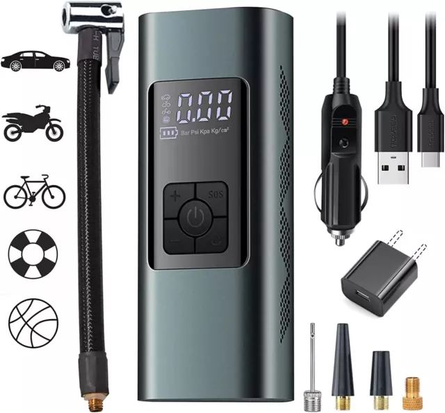 Tyre Inflator Portable Air Compressor, Cordless 6000mAh Backpack Digital Air Pum