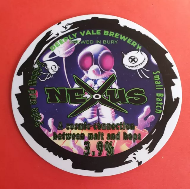 DEEPLY VALE brewery NEXUS real ale beer pump clip badge front Bury