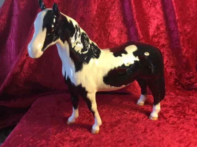 Beswick Horse Pinto Pony Second Version Piebald Black/White Gloss No1373 Perfect