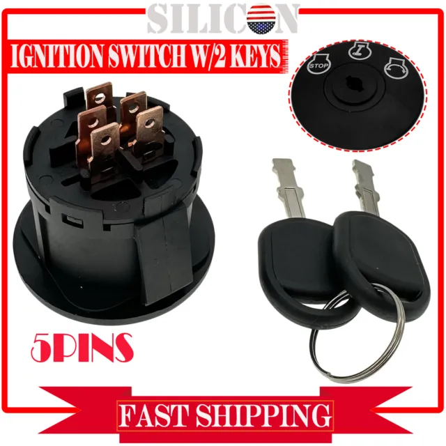 Ignition Switch w/2 Keys Fits For John Deere X300 X304 X320 X324 X340 X500 X520