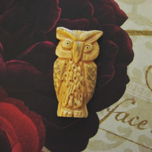 Handmade Bone Owl Focal Bead, Hand Carved, 60mm